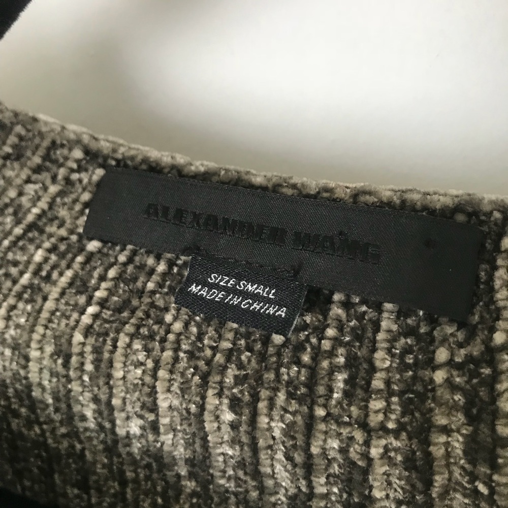 Alexander Wang Grey Velvet Chenille Crop Sweater - Picture 4 of 8